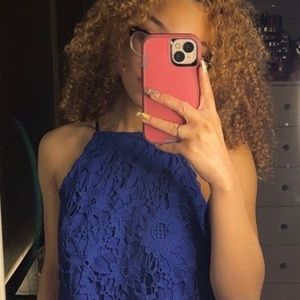 royal blue crochet crop top